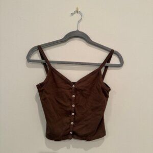Brandy Melville Brown Button-Up Women's Top